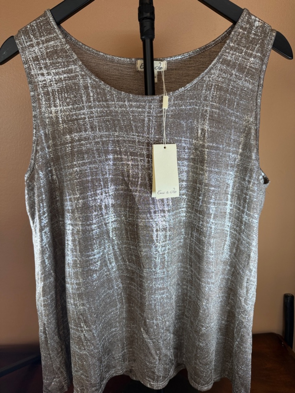 Evri & Co Metallic Brown‎ Silver Sleeveless Top